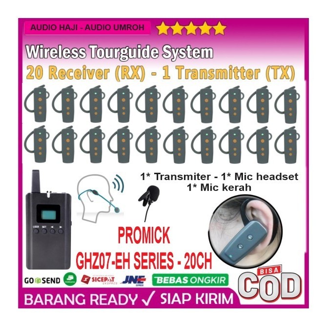 Earpiece Wireless Tour Guide and Interpreter System 20CH PROMICK GHZ07