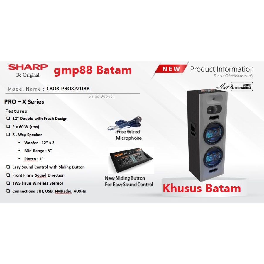 SPEAKER SHARP CBOX-PROX22UBB NEW CBOX PRO-X SERIES 22 Khusus Batam