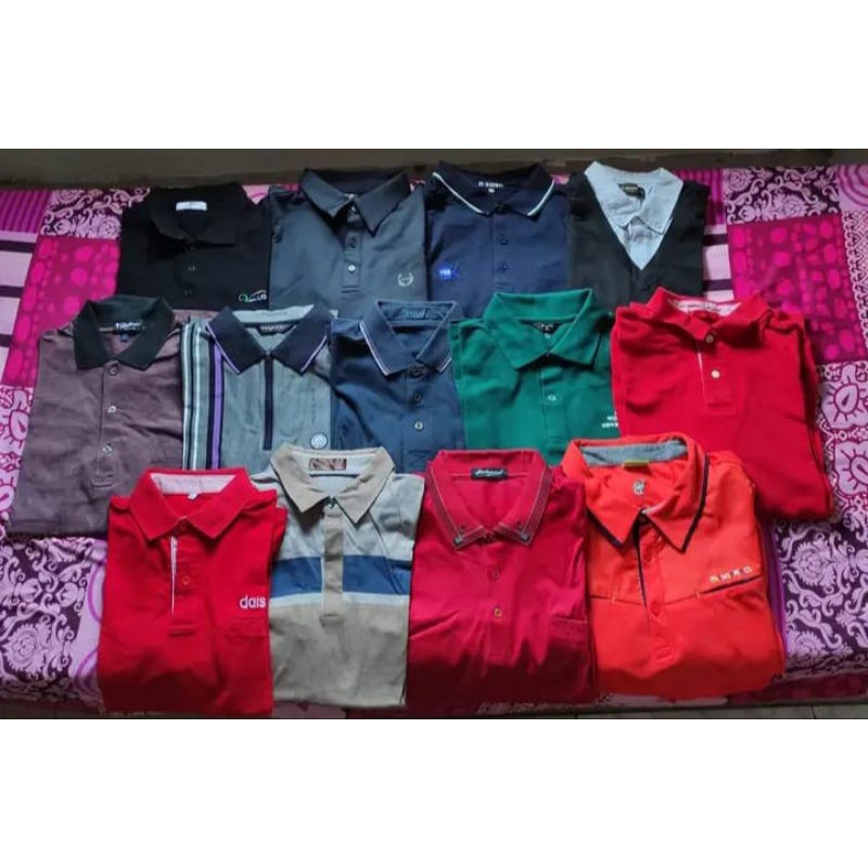 borongan kaos polo panjang+crewneck
