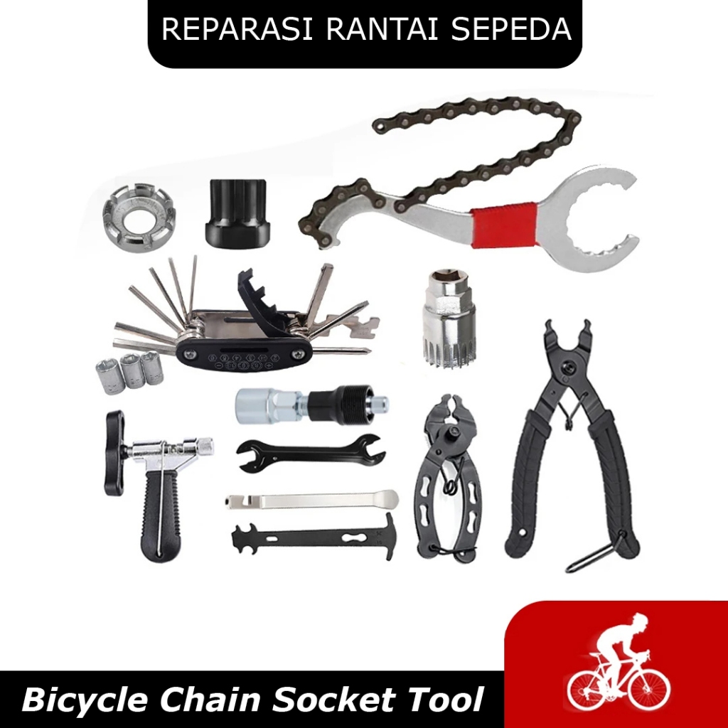 Alat Reparasi Rantai Sepeda Service Rantai Sepeda Kit Alat Perbaikan Sepeda Set Ekstraktor Braket Ka