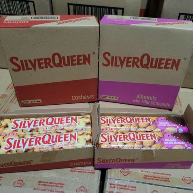 

➴❄❈ Khas Jaya PROMO Silverqueen mede/almond 58 gram 1 box (isi 10 pcs)