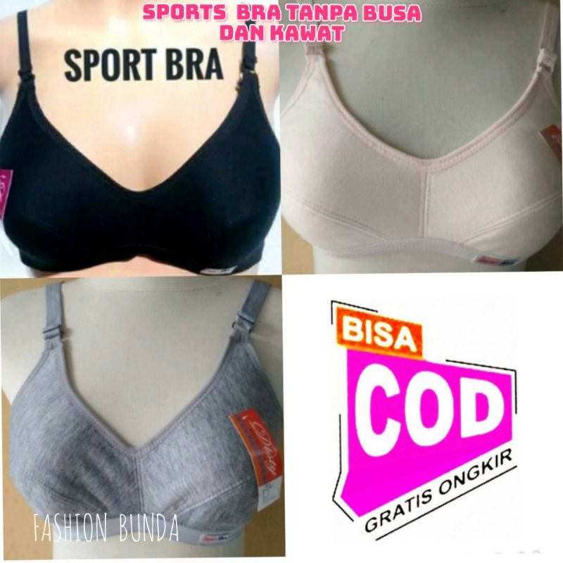 Sports Bra Wanita Dewasa Tanpa Busa Dan Kawat Kain Lembut / Size 32 34 36 38