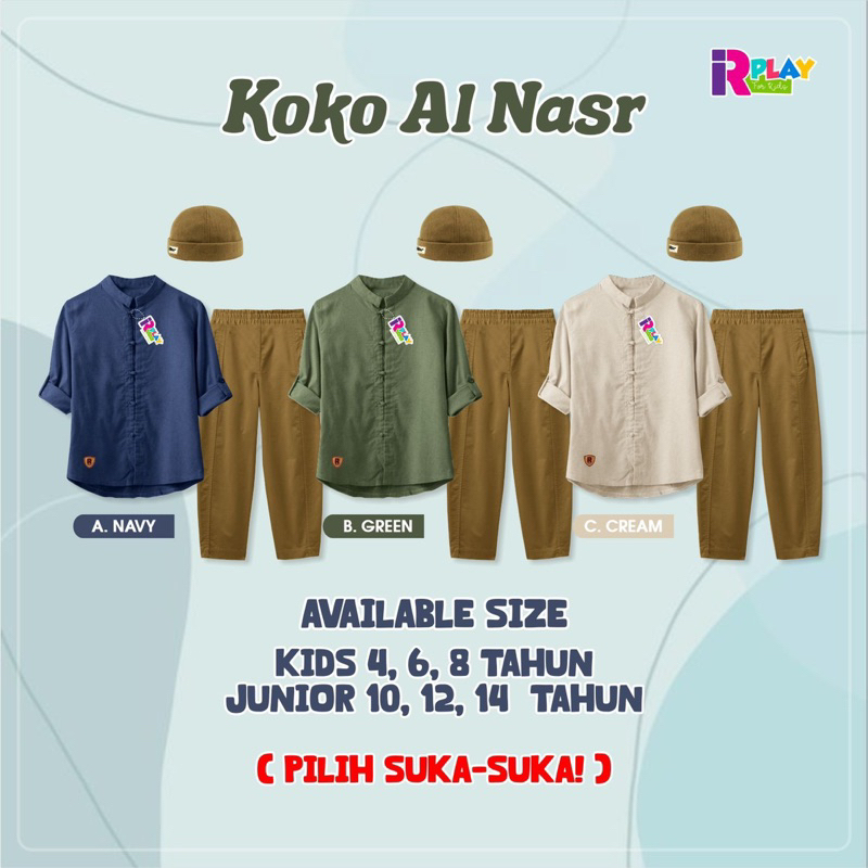 KOKO AL NASR BY IRPLAY/ SETELAN KOKO ANAK/BAJU MUSLIM ANAK