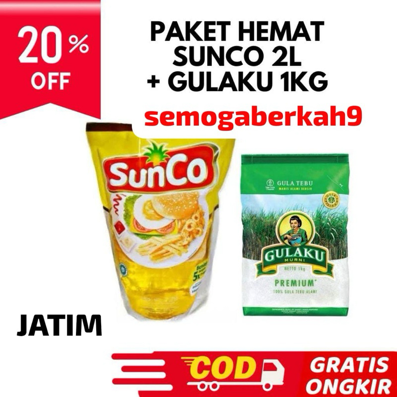 

JATIM-PAKET SUNCO 2L + GULA ROSE BRAND/GULAKU 1 KG SIDOARJO RANDOM