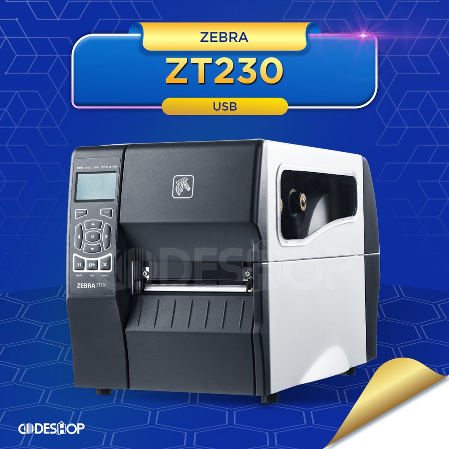 Printer Direct Thermal Transfer Zebra ZT-230 USB Cetak Semicoated Yupo