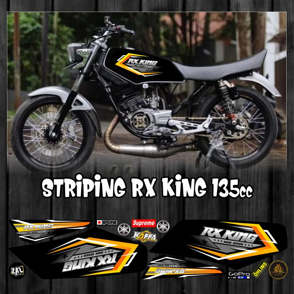 Striping Variasi Motor Rx king Sticker Style Racing Decal Custom Motif Stiker Kuning