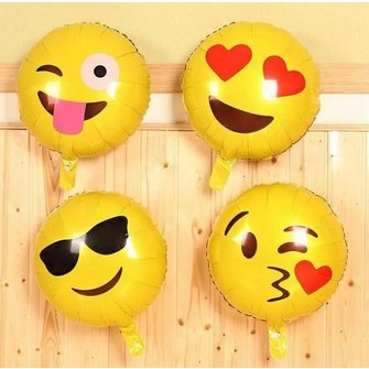 Balon Foil Emoji Emot / Emoticon KISS SMILE LAUGH LOVE