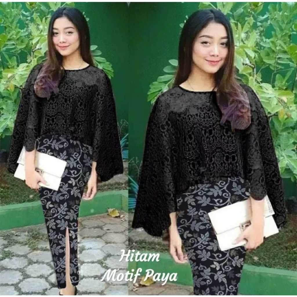 Setelan Wanita Kebaya Cape Brukat Renda Rok Duyung Panjang Set Kebaya Wisuda Modern Kutubaru Brokat 