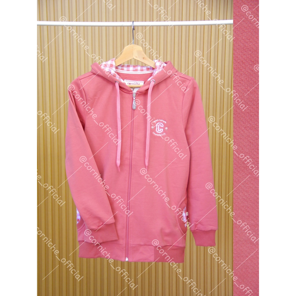 Corniche Chiqita Jacket Jaket Wanita Katun Pink Lengan Panjang dengan Saku Depan Pink Katun S-XL