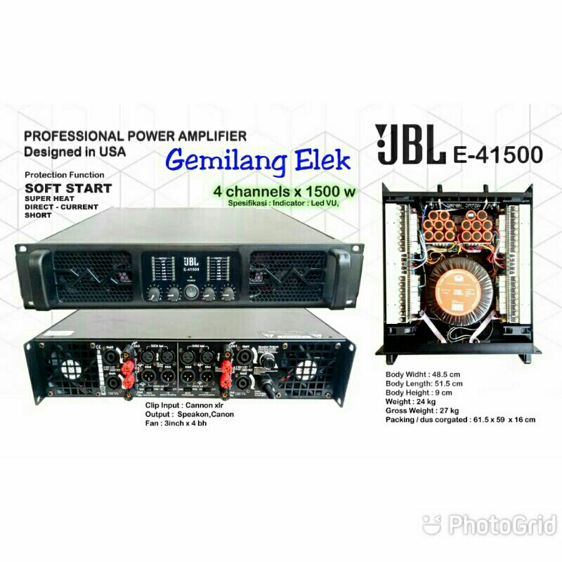 JBL E41500 Power Amplifier 4 Channel 1500 Watt