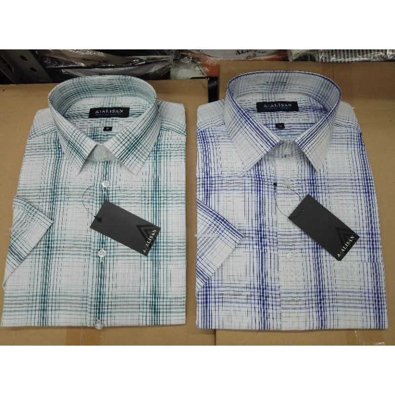 Alisan motif kotak Lengan Pendek Reguler