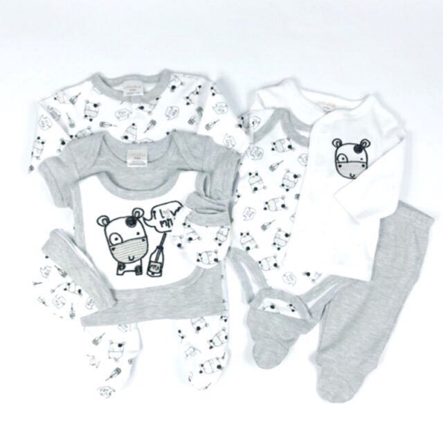 BABYRWARSOME - Baby Bodyset 8in1 Motif Cow Milk - Pakaian Bayi Set Newborn