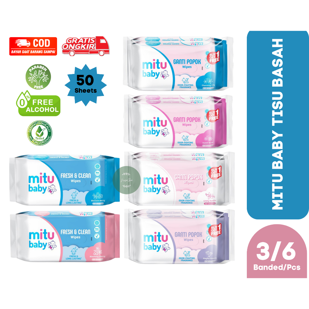 PROMO Mitu Baby Tisu Basah 6 pcs / 3 pack 50s - Baby Wipes