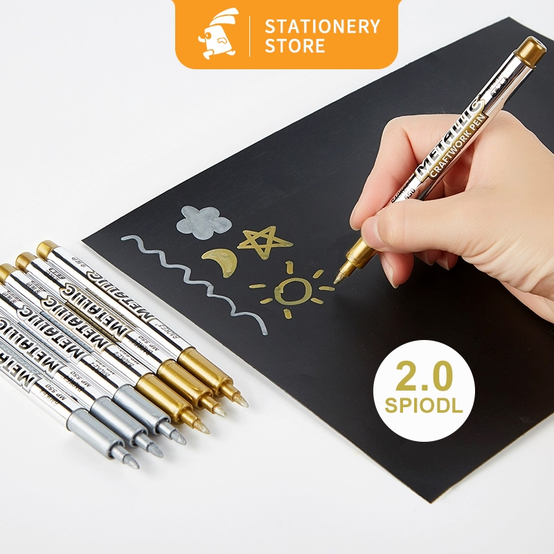 

Marker Pena Spidol Tinta Metalik Emas Perak silver Metallic Craftwork Scrapbook Pen Paint Marker-Rabbit Stationery