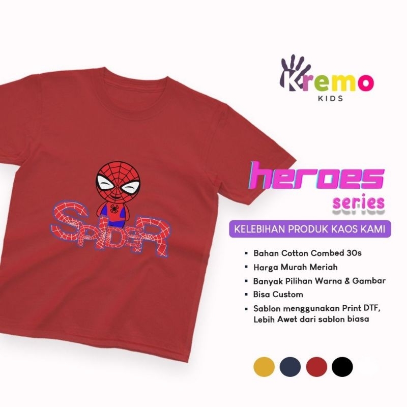 kaos anak 1-14 thn/kaos anak lucu KAOS COUPLE HEROES SPIDERMAN