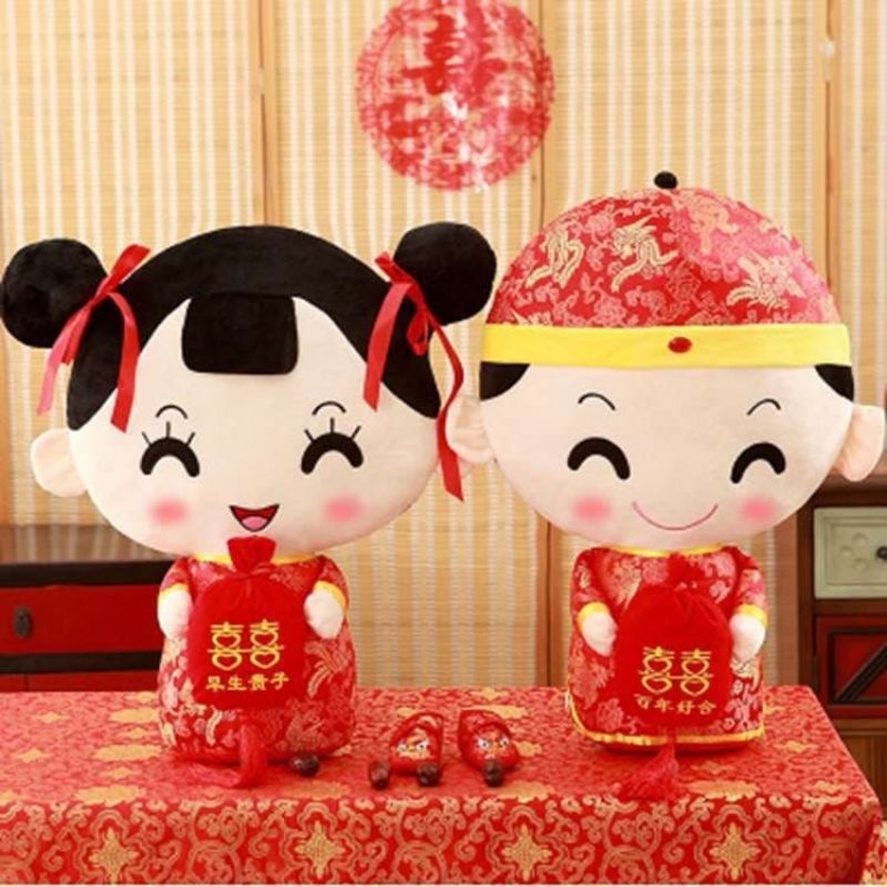 Dassom Boneka Couple Wedding / Harga untuk Sepasang / Boneka Pernikahan Sangjit Paitu Shuang Xi Doub