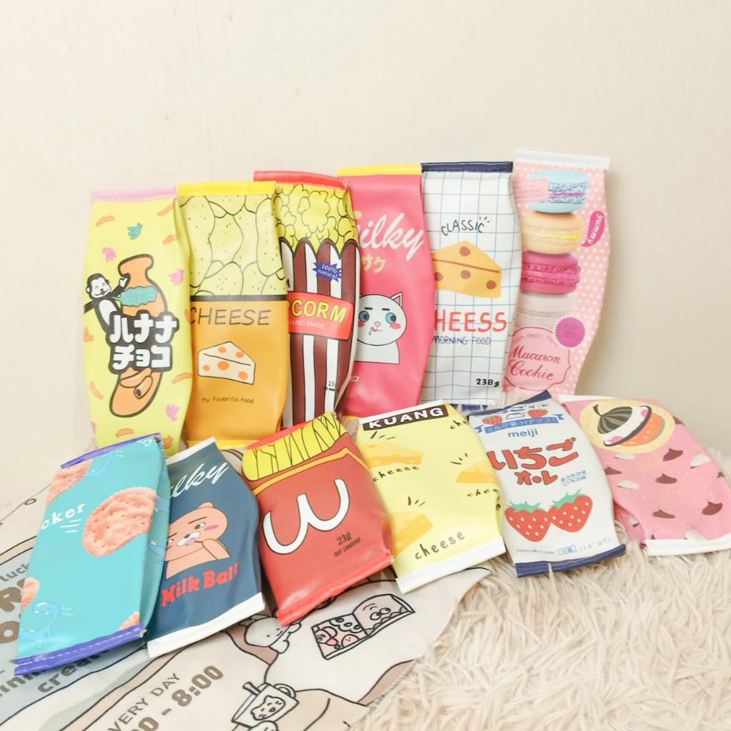 

Kotak Pensil Bentuk Cemilan / Snack / Kotak Alat Tulis / Pencil Box / Tempat Pensil / Bahan Leather / Kulit / Lucu dan Unik