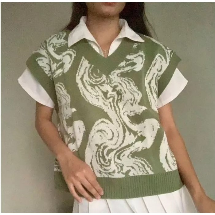 Bigsize Panama Vest Jumbo Rajut Wanita LD 140