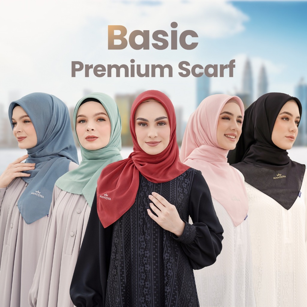 MANDJHA Essential Scarf ALL Colour By IVAN GUNAWAN - Jilbab Hijab Segi Empat Polos ORIGINAL MANDJHA 