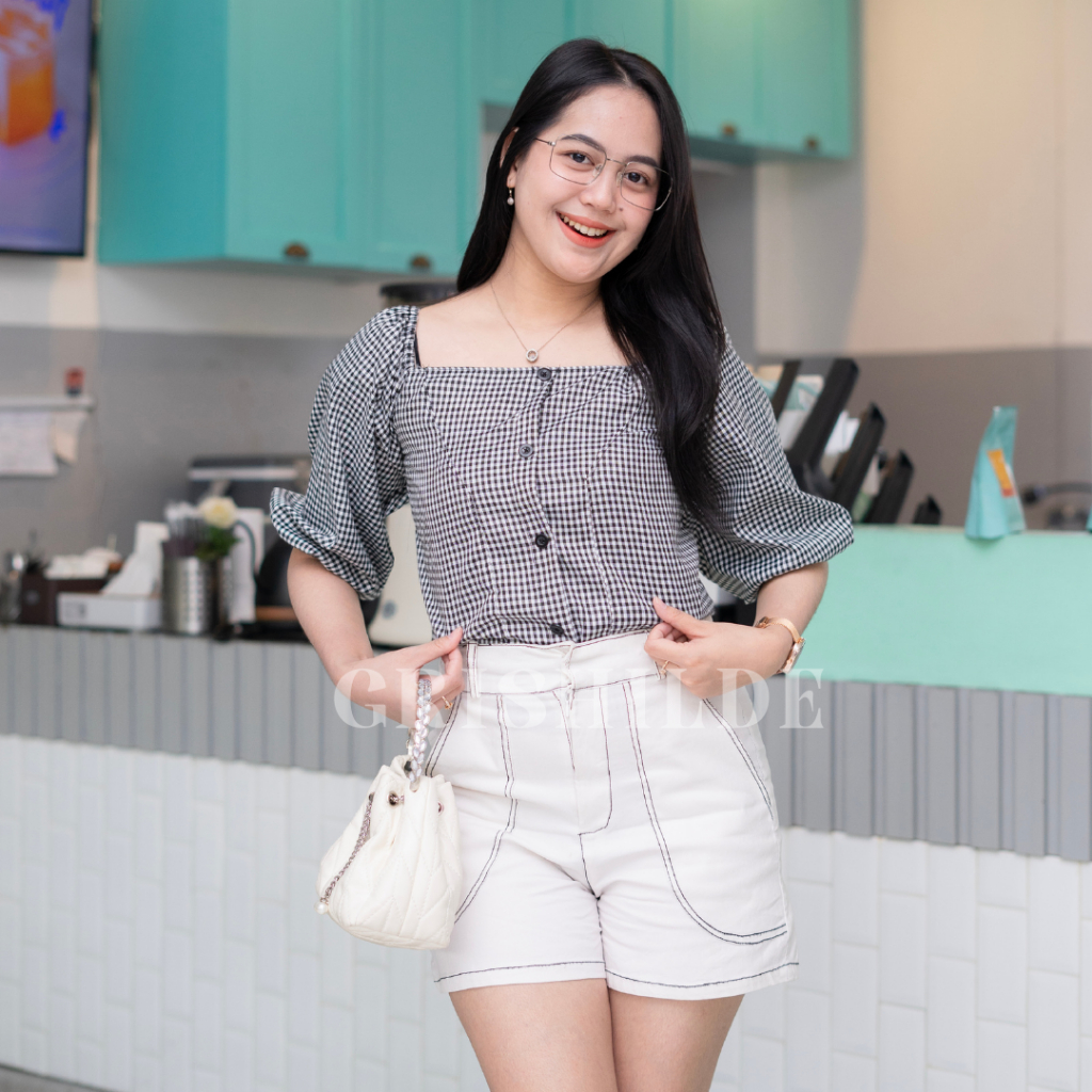 BRIGITA Baju Atasan Wanita Dewasa Jumbo Crop Top Lengan Panjang Korean Style Lengan Pendek Oversize 