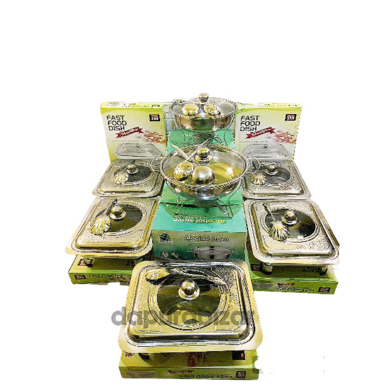 Prasmanan set stainless tutup motif batik / prasmanan set wadah saji