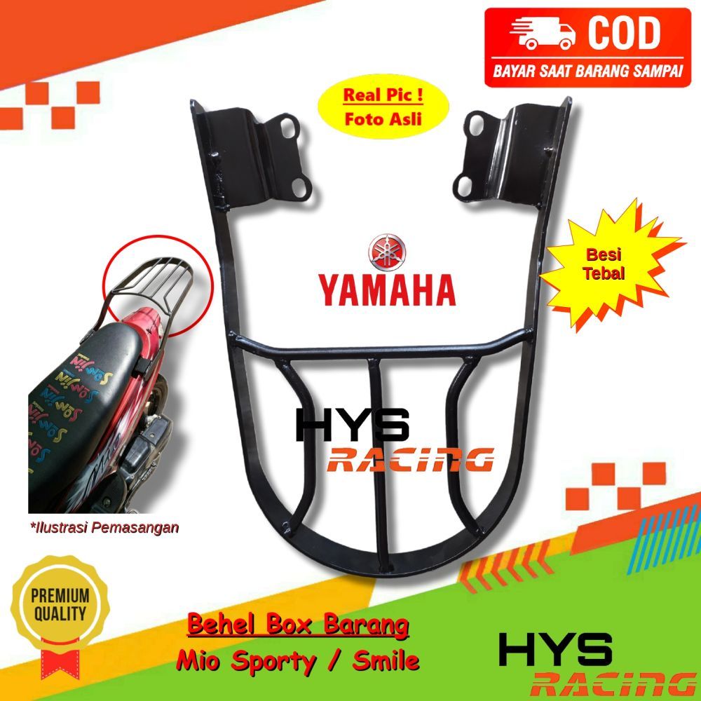 HYC Breket Box Motor Mio Sporty / Mio Smile / Mio Lama - Behel Begel Rak Bagasi Bawa Barang Variasi 