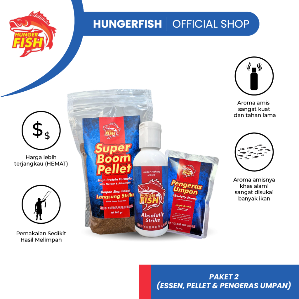 HUNGERFISH - Essen Merah Strike Bau Amis Cocok Untuk Ikan Nila Mas di Lomba Galatama Empang Danau To