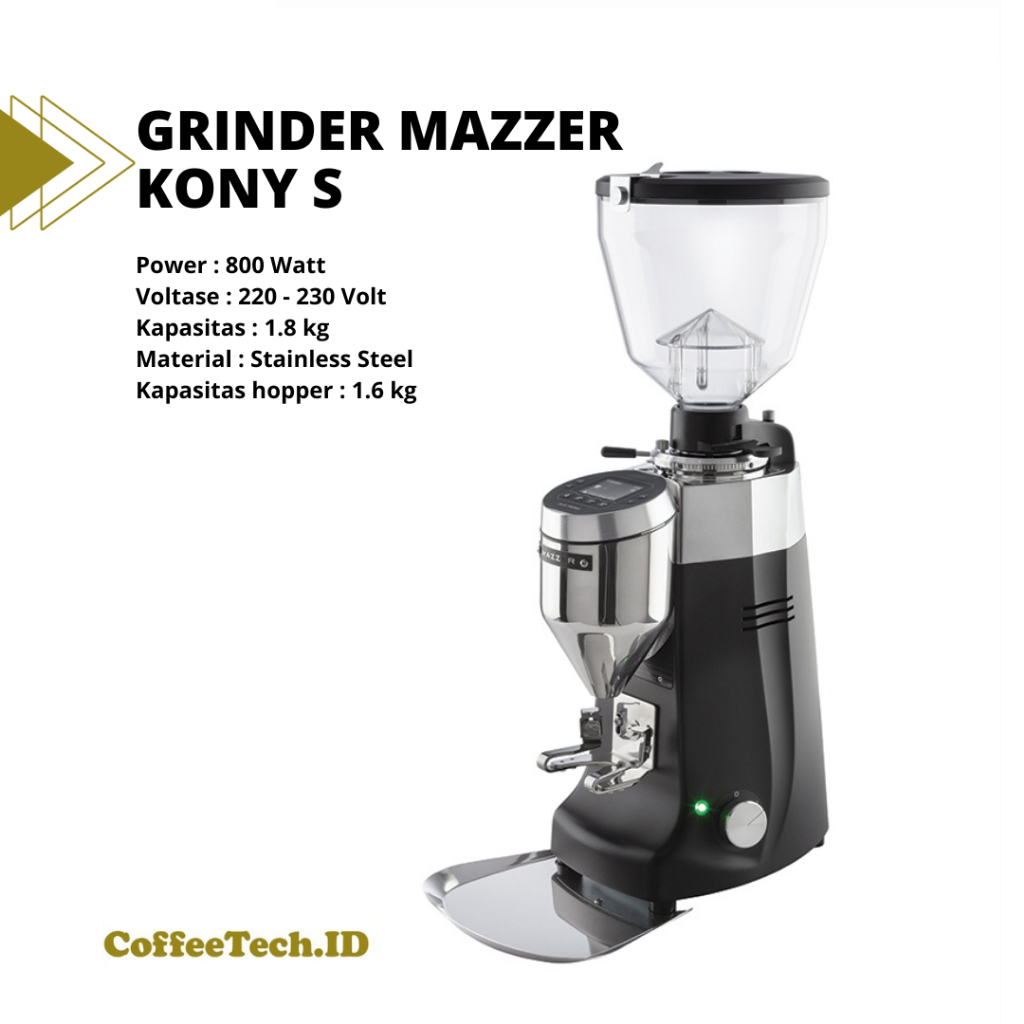 Grinder Kopi Elektrik Mazzer Kony S, Conical Burr, Hitam, IoT Connectivity