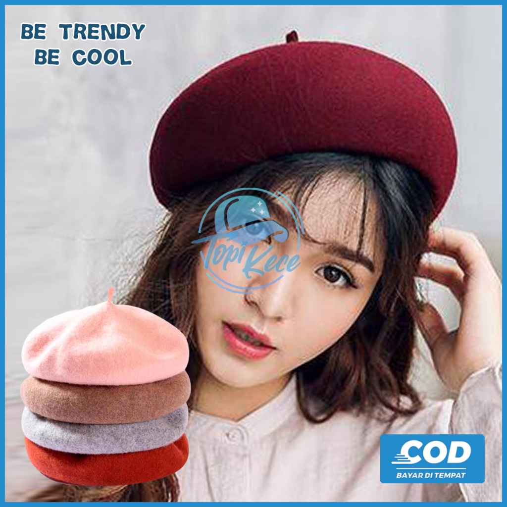 Topi Baret Wanita Korea Wol Selebgram Hat Fashion Casual Winter Pelukis Dingin