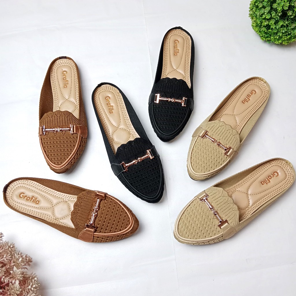 Shasuku Alisha Sandal Sepatu Wanita Terbaru | Sandal kekinian | Rajut Import Wanita | Sandal Mules W