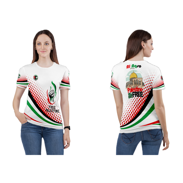 kaos atasan wanita baju palestina 09 Fullprinting 3D terbaru 2024