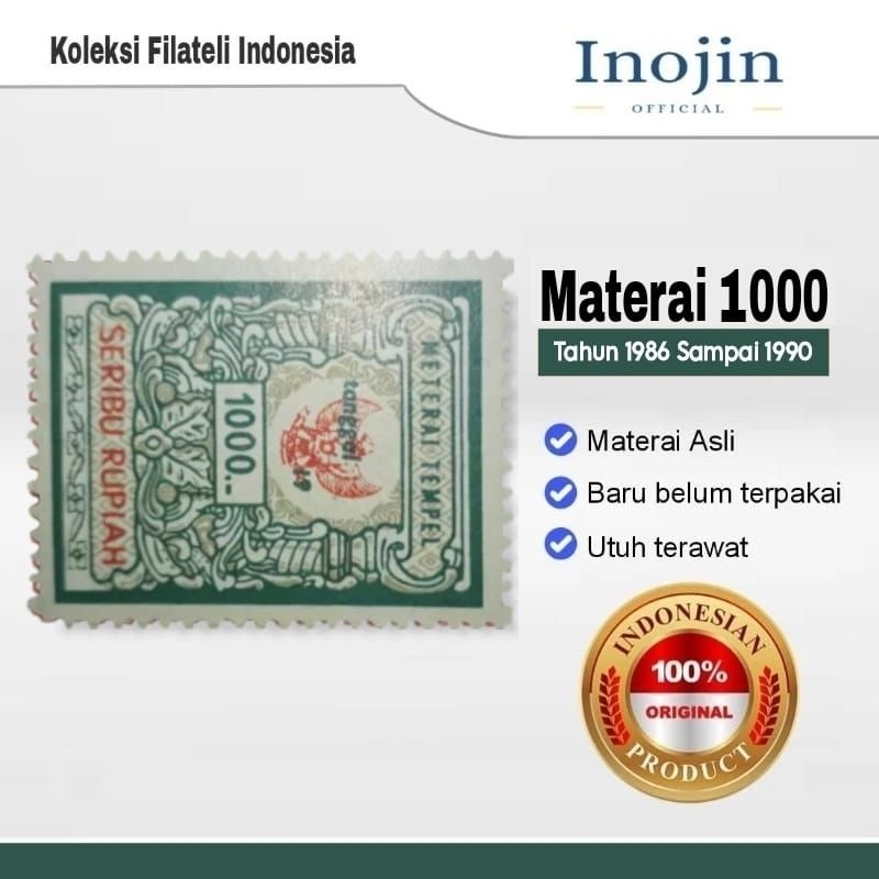 Materai 1000 Tahun 1986 1987 1988 1989 1990 Perangko Meterai Tempel Asli Original Pos