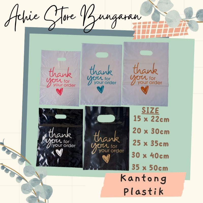 10 pcs ~ Plastik PE Thank You PLONG (B) / Asoy Motif Terima Kasih / Kresek Premium / Kantong PE Jumb