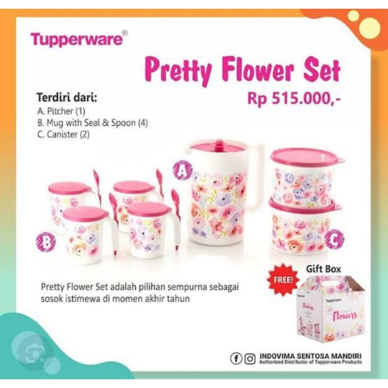 pretty flower tupperware / teko set toples tupperware
