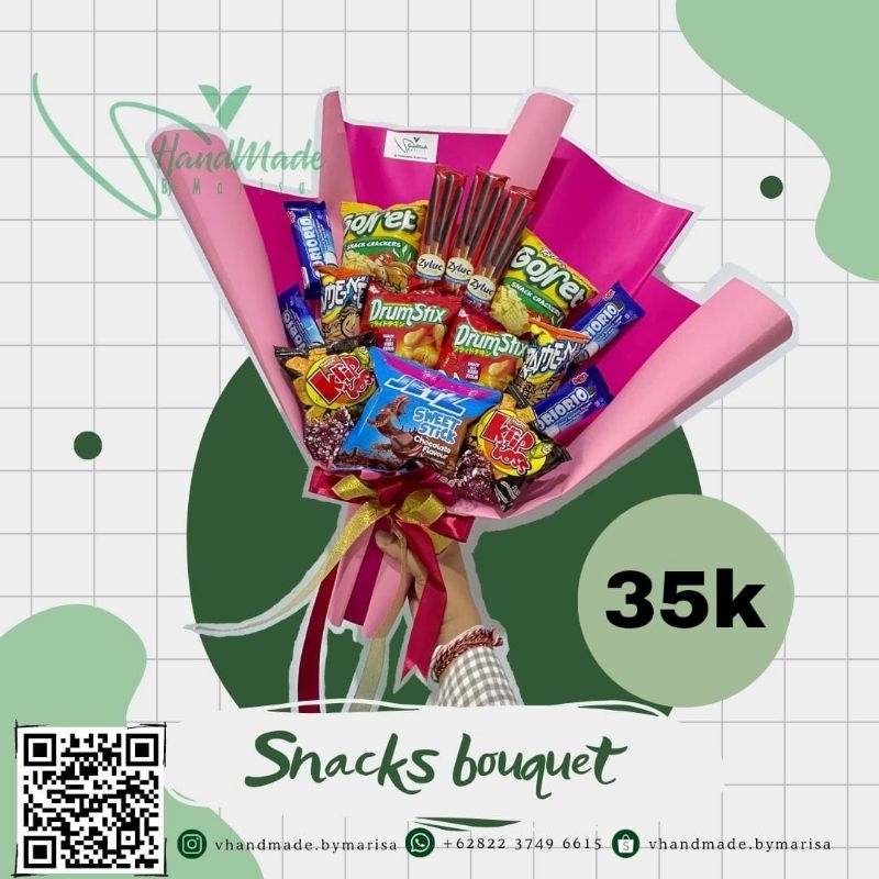 

Snacks Bouquet, Hand Bouquet Snacks, Kado Spesial Hand Bouquet Murah