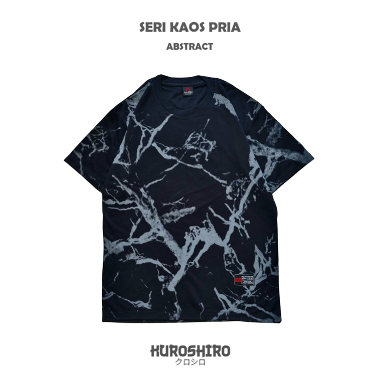 KUROSHIRO - Kaos Laki Laki Abstract Baju Pria Dewasa-BLACK