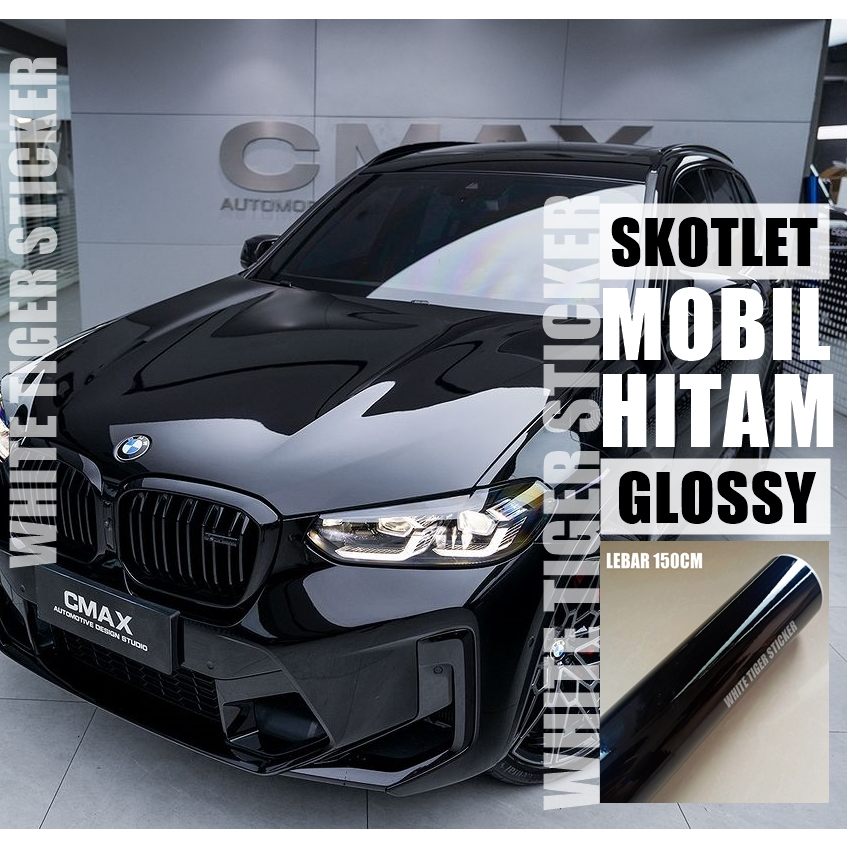 SKOTLET STIKER MOTOR MOBIL HITAM GLOSY LEBAR 150CM SCOTLITE BLACK GLOSY SKOTLAIT HITAM GLOSY PREMIUM