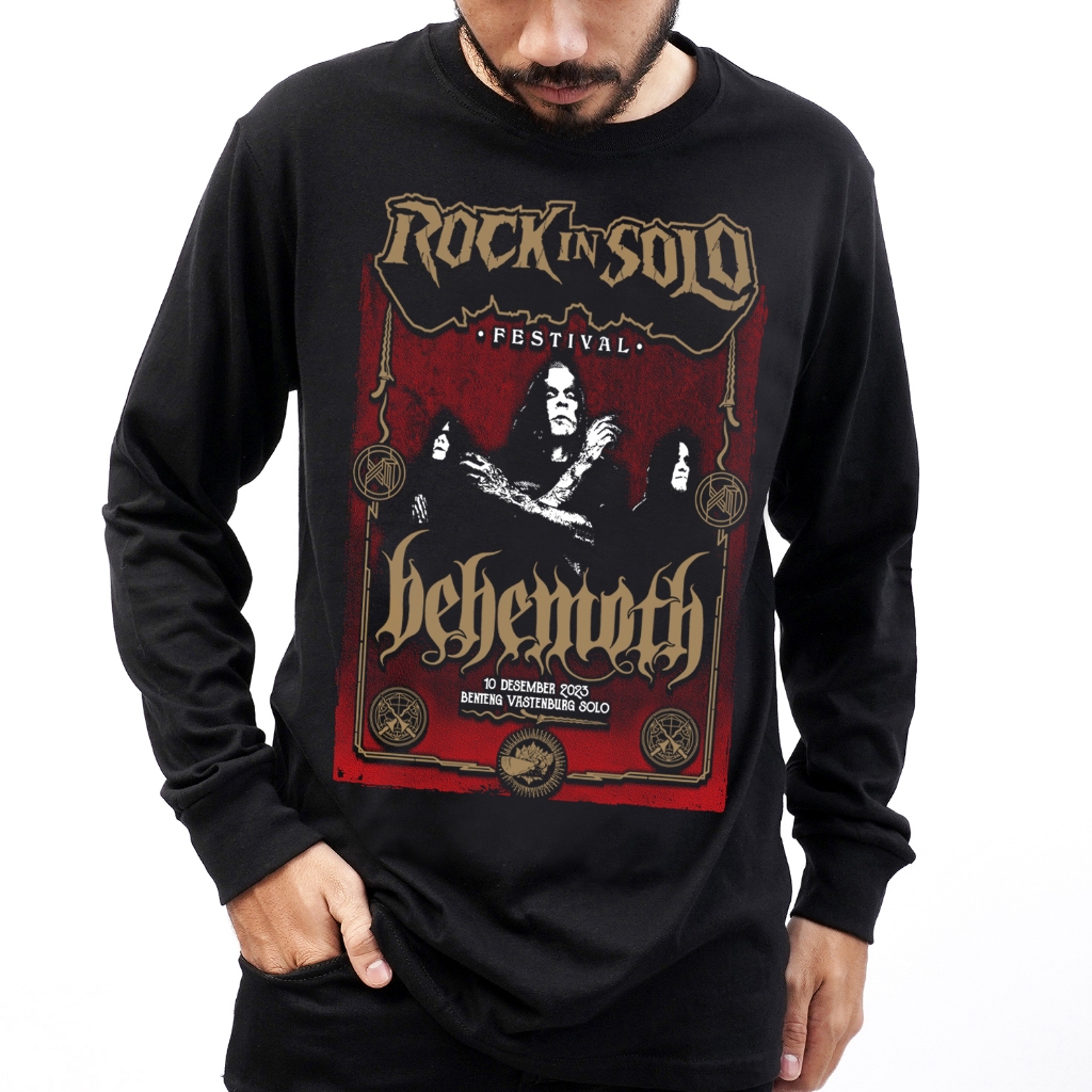 ROCK IN SOLO - KAOS ROCK IN SOLO 2023 - BEHEMOTH - RIS - LONG SHIRT METAL - KAOS METAL PANJANG