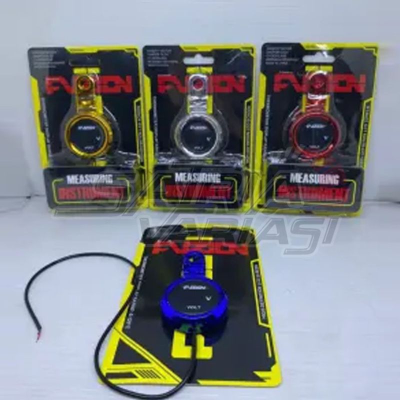 VOLTMETER AKI DIGITAL BULAT LED PLUS BREKET DUDUKAN SPION VOLT METER AKI UNIVERSAL