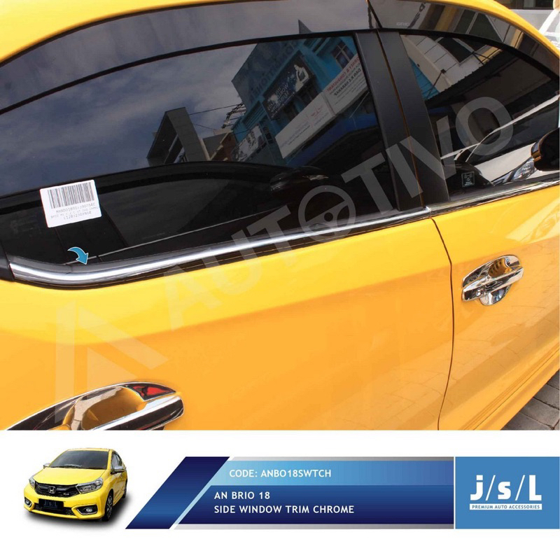 ALL NEW BRIO 2018 2020 2022 SIDE WINDOW TRIM LIST KACA SAMPING PINTU MOBIL KARET CHROME COVER ABS JS