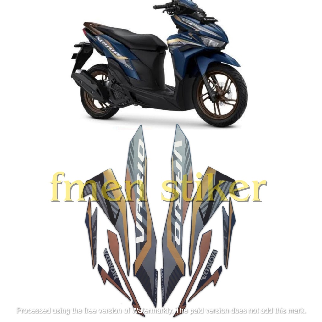 STIKER STRIPING LIS BODY MOTOR HONDA VARIO 125 2022 CBS ISS BIRU DOFF STANDAR FULL SET