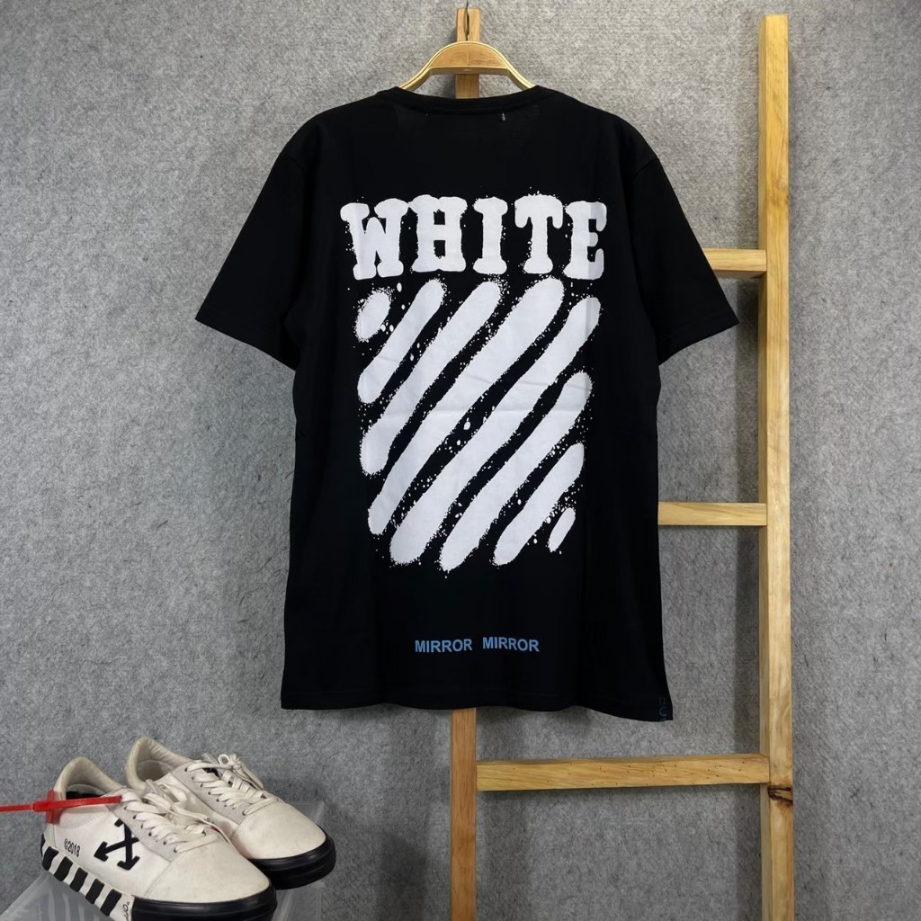 BAJU KAOS T-SHIRT VIRGIL ABLOH DIAGONAL SPRAY BACK BLACK