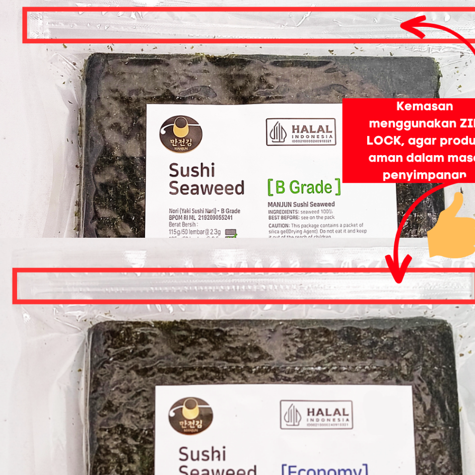 

➷➷✻✫ Manjun Seaweed Sushi Nori 50 Lembar Halal - varian Economy Medium Premium - Rumput Laut