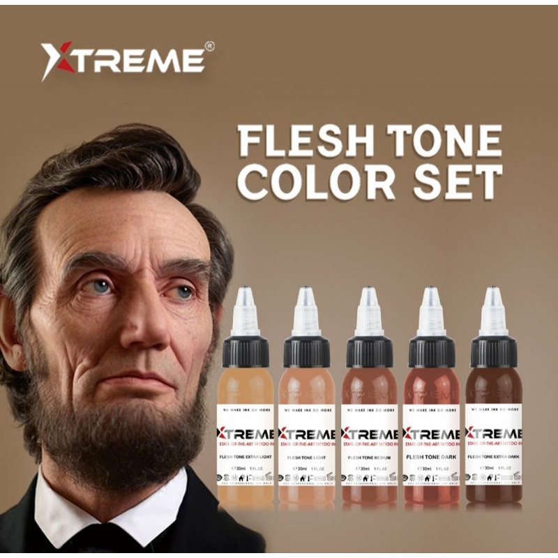 tinta tattoo Xtreme ink flesh tone color set 1oz 30 mili karakter realist,portrait dll ,100 original
