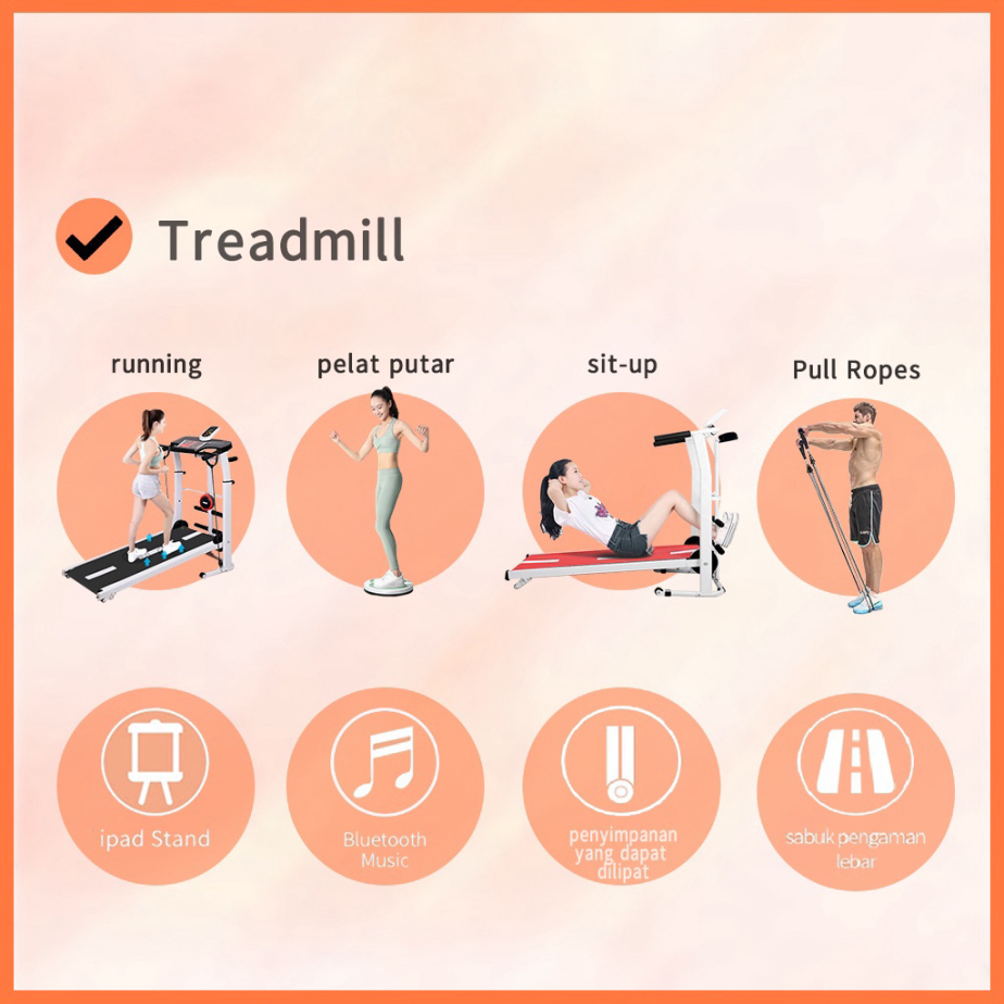 Ready Stock Treadmill Manual MultiFungsi Treadmill 8 in 1-Alat Fitness Termurah / treadmill latihan 
