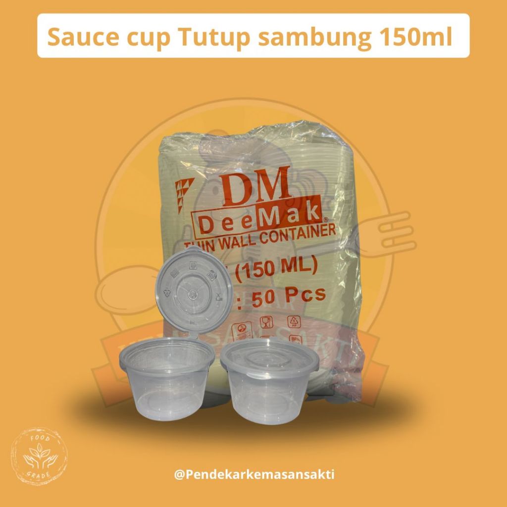Thinwall Sauce Cup DM 100-150ml/Wadah Sambal Saus Puding Tutup Sambung