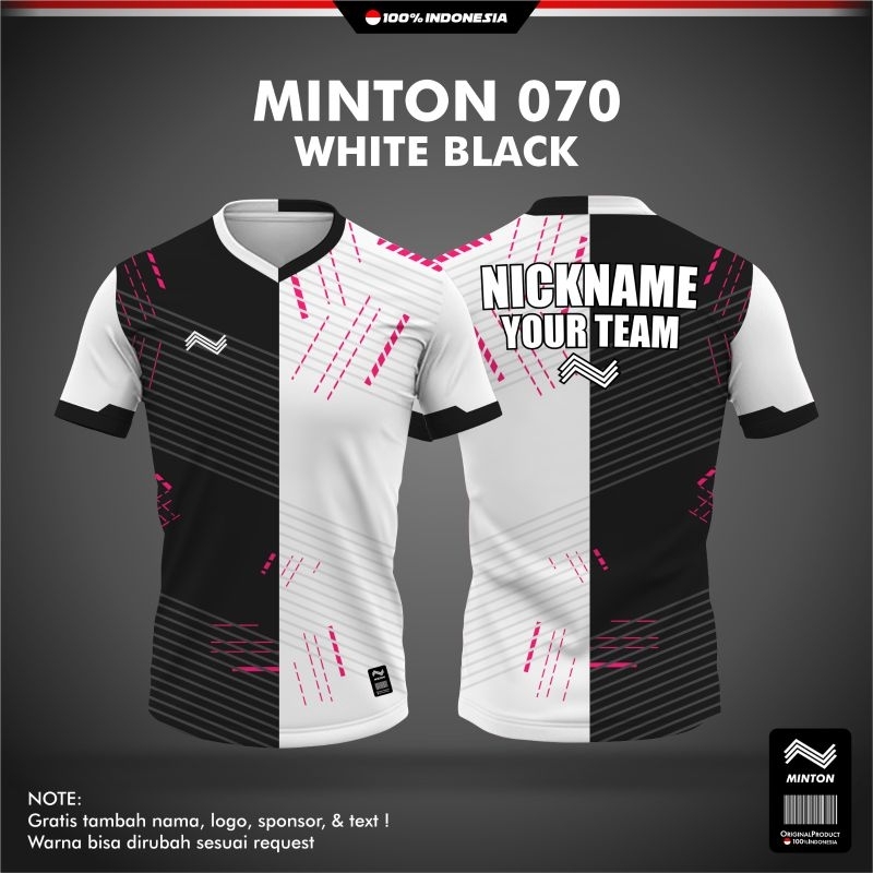 [ ANAK & DEWASA ] BAJU MINTON 070 WHITE BLACK KAOS BADMINTON VOLLY GOWES IMPORT PINGPONG JERSEY ORIG