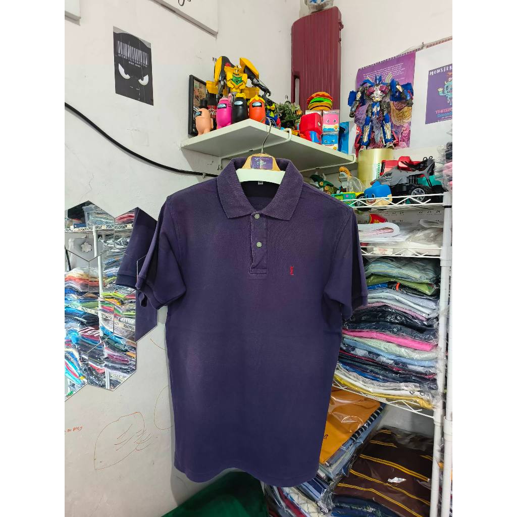 Kaos Polo YSL Biru Dongker Polos