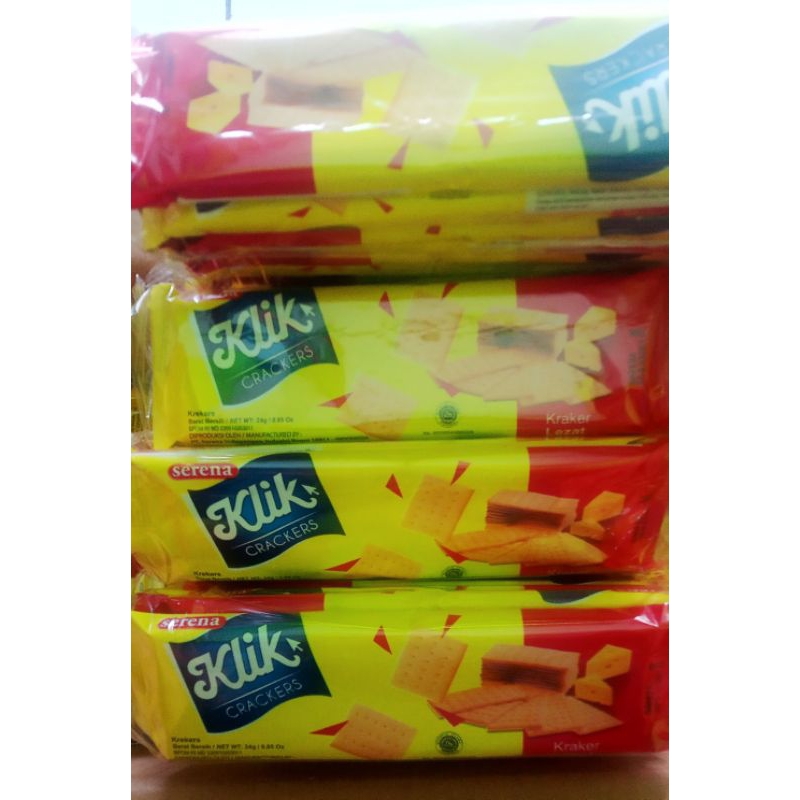 

Klik Crackers 1 renceng isi 10 pcs @24g (packing kardus)