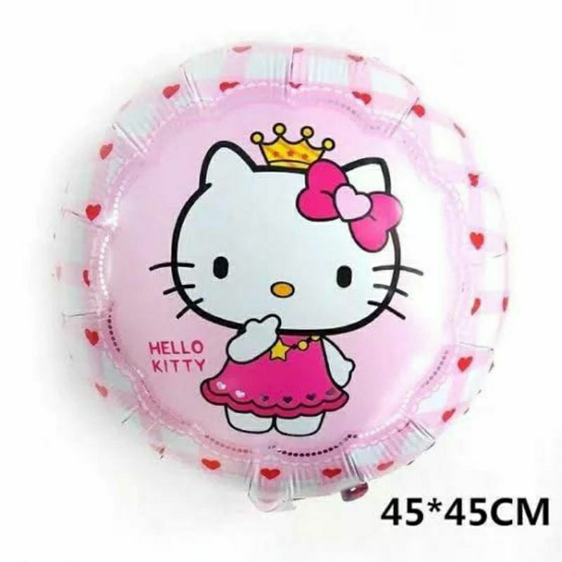 Balon foil karakter bulat hello kitty sanrio pink baloon balloon dekorasi pesta ulang tahun anak per